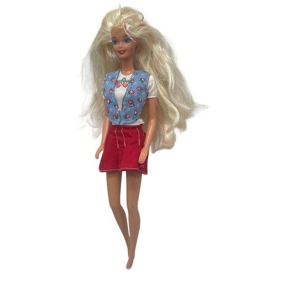 1994 Shoppin' Fun Barbie Doll w/ Pleated Red Skirt, Strawberry Shirt Vintage 11” - Picture 9 of 13